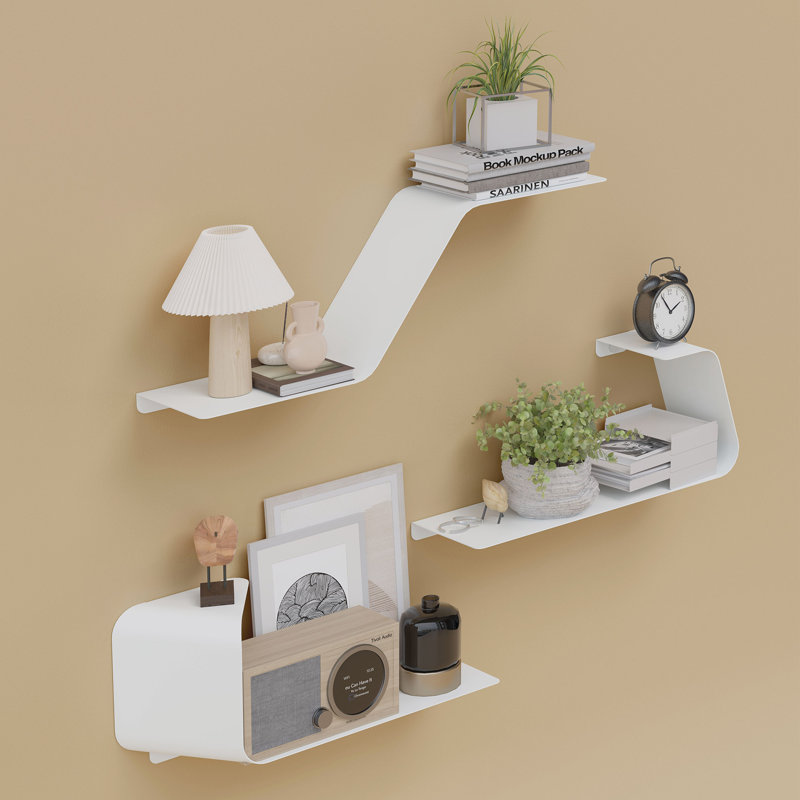 Wrought Studio Eliyah Metal Floating Shelf, Wall Shelf, Wall Mounted Metal Shelves with Unique